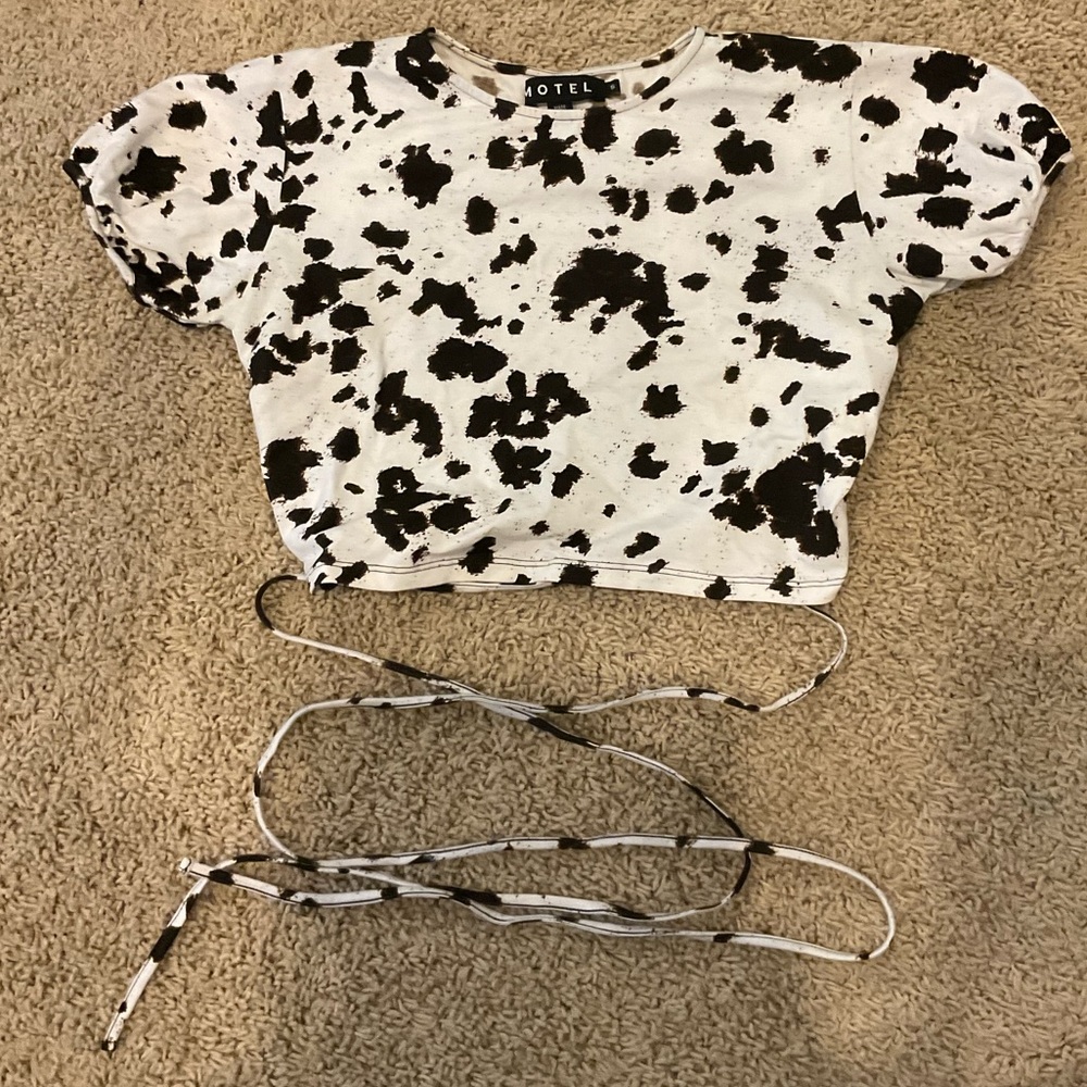 Motel rocks cow print crop top